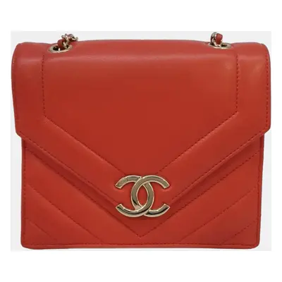 Chanel Red Chevron chain cross bag