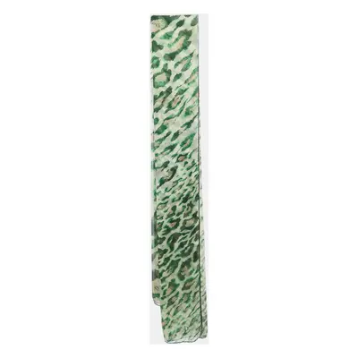 Dior Green Leopard Print Silk Scarf