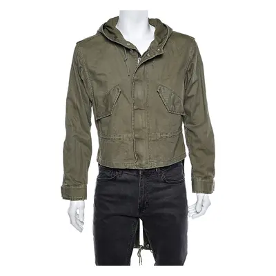 Saint Laurent Military Green Cotton And Linen Hooded Jacket