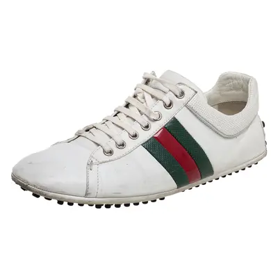 Gucci White Leather Web Lace Up Sneakers Size