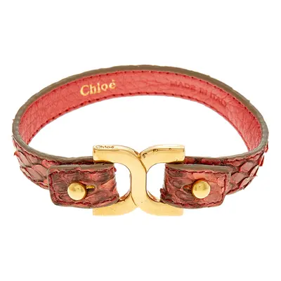 Chloe Dark Coral Ayer Snakeskin Leather Marcie Bracelet