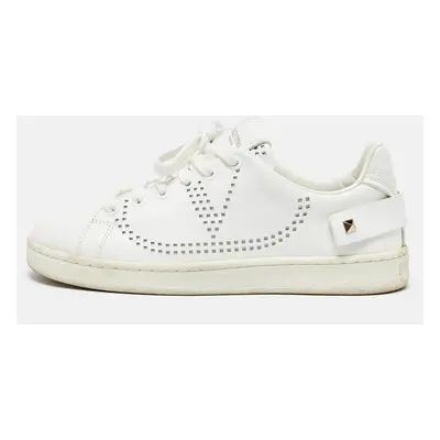 Valentino White Leather and Feather Backnet Sneakers Size 35.5