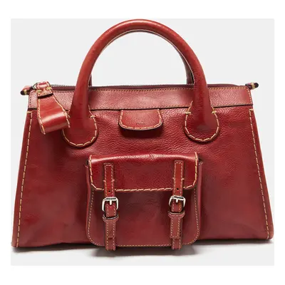 Chloe Red Leather Front Pocket Edith Satchel