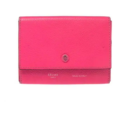 Celine Noen Pink Grained Leather Snap Flap Pouch