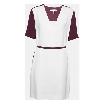 Victoria Victoria Beckham Purple and White Belted Shift Dress