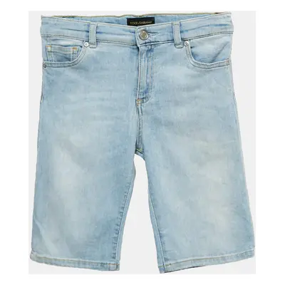 Dolce & Gabbana Kids Light Blue Washed Denim Short Years