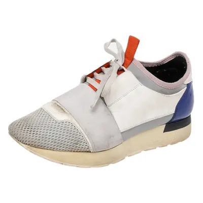 Balenciaga Multicolor Leather And Mesh Race Runner Low Top Sneakers Size