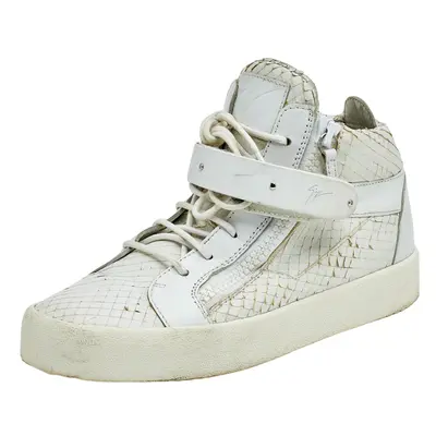 Giuseppe Zanotti White Python Embossed Leather Coby High Top Sneakers Size