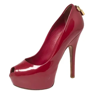 Louis Vuitton Dark Pink Patent Leather Oh Really! Peep-Toe Pumps Size