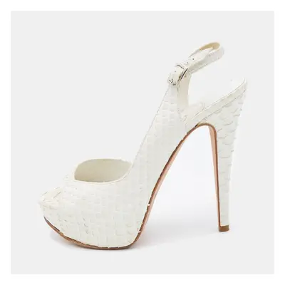 Gina White Python D'orsay Slingback Sandals Size