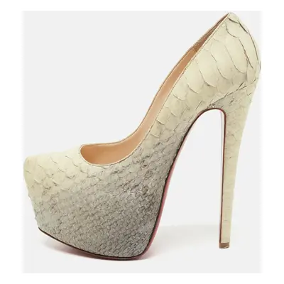 Christian Louboutin Grey/Light Yellow Python Daffodile Pumps Size