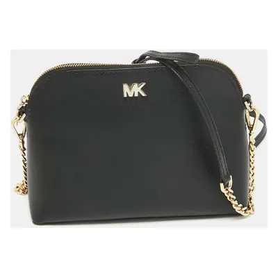 Michael Kors Black Leather Dome Crossbody Bag