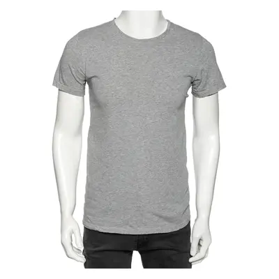 Balmain Grey Cotton Crew Neck Short Sleeve T-Shirt