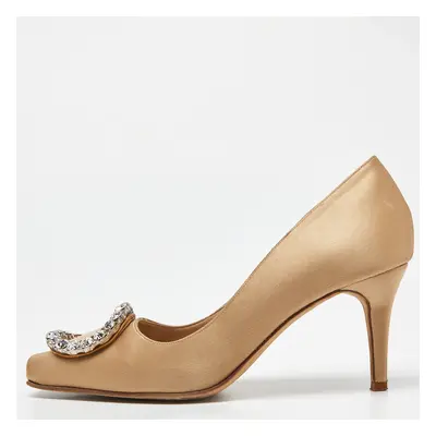 Manolo Blahnik Beige Satin Pumps Size 38.5