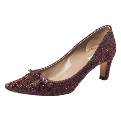 Marc Jacobs Burgundy Glitter Slip on Pumps Size