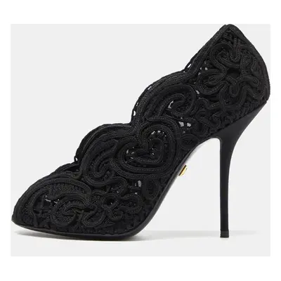 Dolce & Gabbana Black Lace Peep Toe Pumps Size