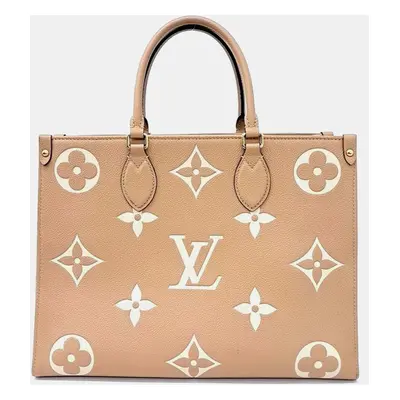 Louis Vuitton Beige/Ivory Monogram Empreinte Leather Onthego MM Tote Bag