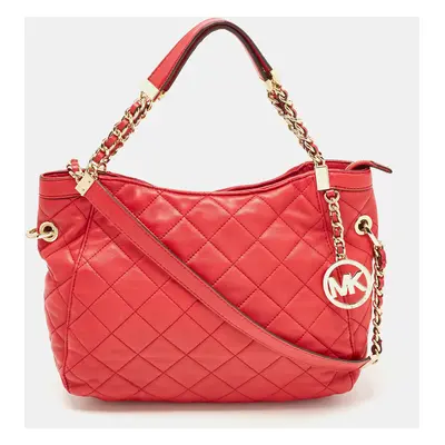 MICHAEL Michael Kors Red Quilted Leather Charm Hobo