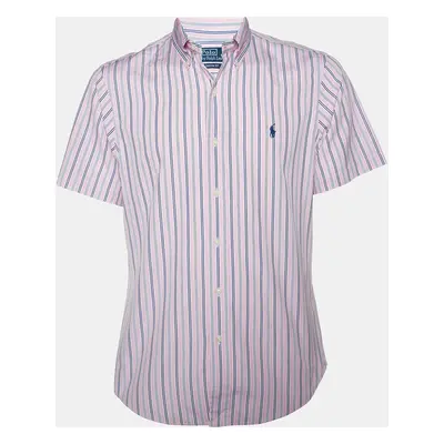 Polo by Ralph Lauren Pink Striped Cotton Half Sleeve Shirt