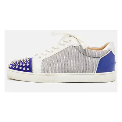 Christian Louboutin Multicolor Leather and Suede Louis Junior Spikes Low Top Sneakers Size