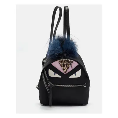 Fendi Black Nylon and Leather Mini Monster Eye Backpack