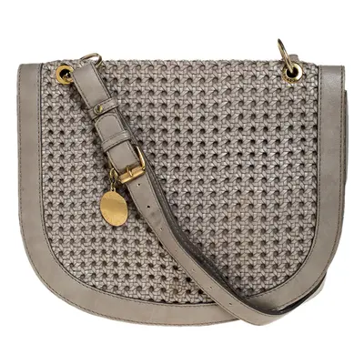 Stella McCartney Grey Woven Leather Alexa Flap Shoulder Bag