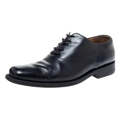 Louis Vuitton Black Leather Wing Tips Lace Up Oxford Size