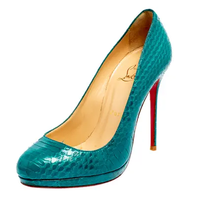 Christian Louboutin Torquoise Blue Python New Simple Pumps Size