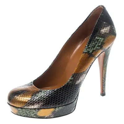 Gucci Multicolor Python Betty Platform Pumps Size