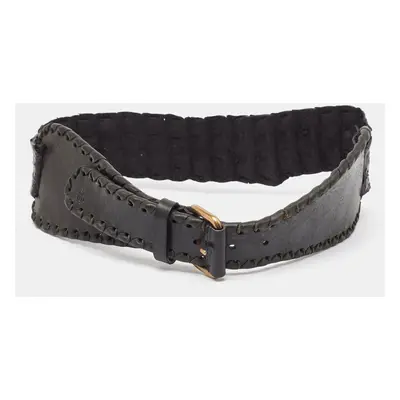 Roberto Cavalli Black Crocodile Wide Buckle Belt 80CM