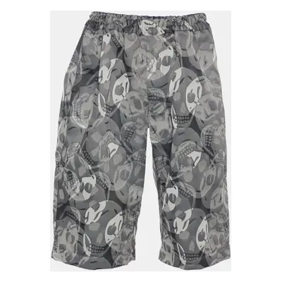 Alexander McQueen Grey Skull Print Synthetic Shorts