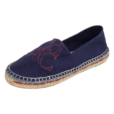 CH Carolina Herrera Navy Blue Canvas Espadrille Flats Size