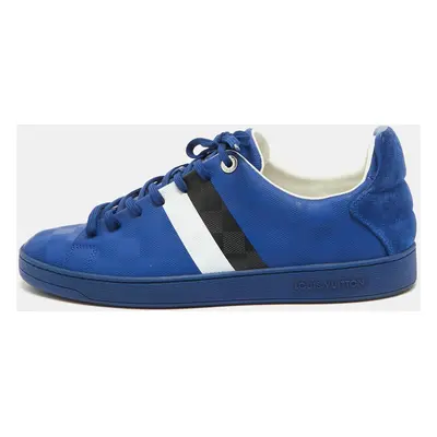 Louis Vuitton Blue Damier Infini Leather Frontrow Lace Up Sneakers Size