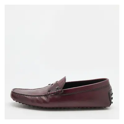 Tod's Burgundy Leather Slip On Loafers Size 41.5