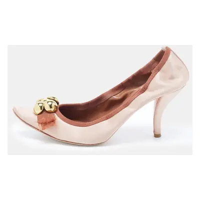 Chloe Pink Satin Embellished Pointed Toe Pumps Size