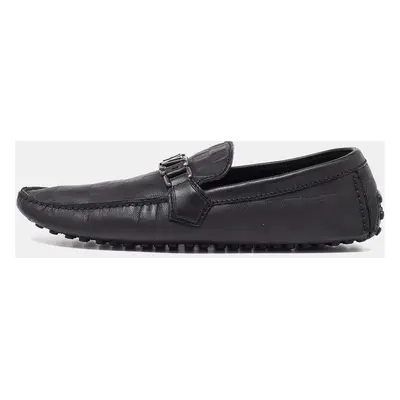 Louis Vuitton Black Damier Leather Hockenheim Slip On Loafers Size