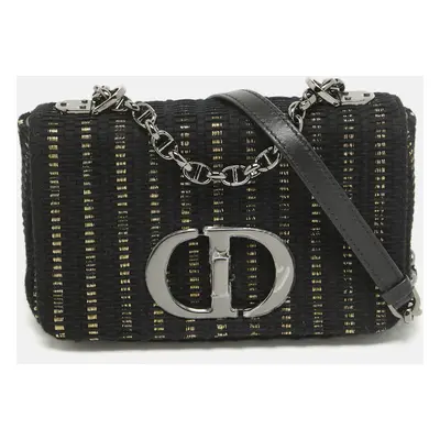 Dior Black/Gold Embroidered Fabric Small Caro Shoulder Bag