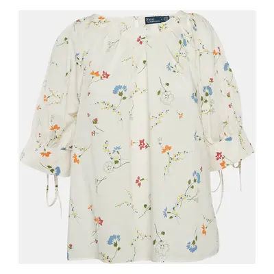 Polo Ralph Lauren White Floral Print Cotton Top