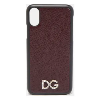 Dolce & Gabbana Burgundy/Black Leather iPhone X Cover