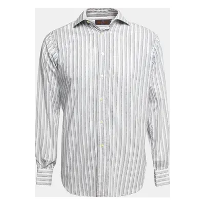 Etro Off White Prinred Cotton Button Front Shirt