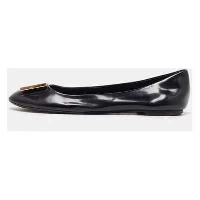 Louis Vuitton Black Leather Square Detail Ballet Flats Size