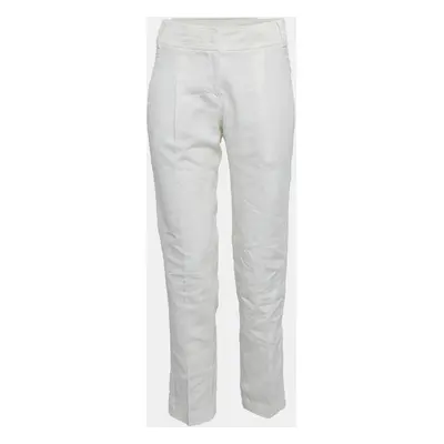 Brunello Cucinelli White Linen Blend Tapered Trousers