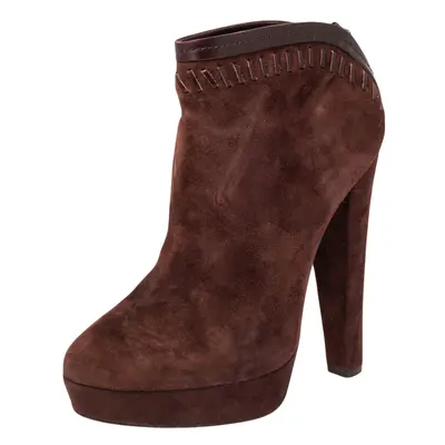 Jimmy Choo Burgundy Suede Back Zipper Ankle Boots Size