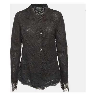 Dolce & Gabbana Black Floral Lace Button Front Jacket