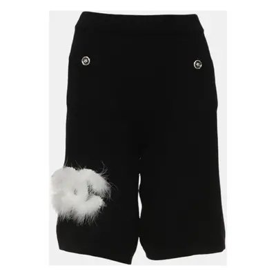 Chanel Black Fur Embellished Knit Shorts