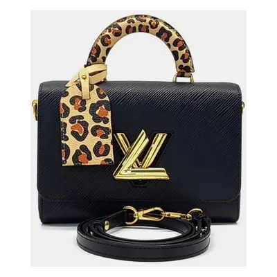 Louis Vuitton Black & Leopard Top Handle Twist MM Bag