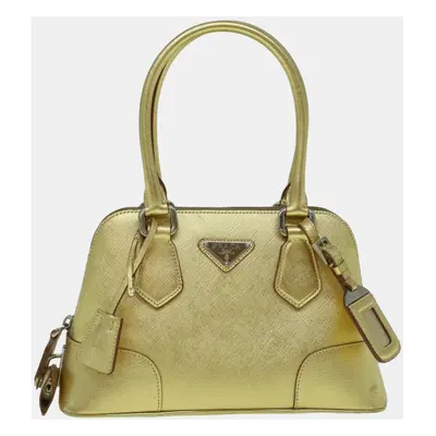 Prada Gold Leather Saffiano To Handle bag