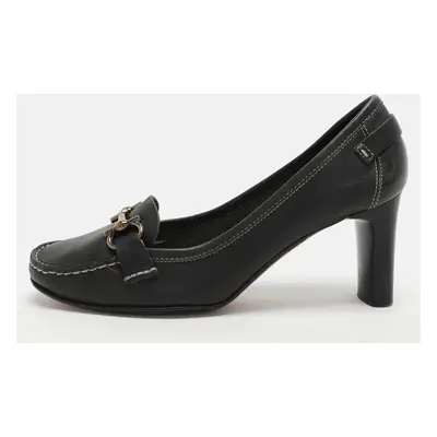 Salvatore Ferragamo Black Leather Gancini Loafer Pumps Size 38.5