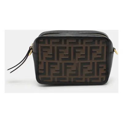 Fendi Black/Brown FF Embossed Leather Mini Camera Crossbody Bag