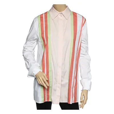 Peter Pilotto Multicolor Striped Cotton Cutout Sleeve Detail Shirt